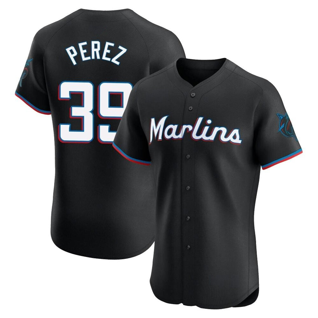 Blandc M.Marlins #39 Eury Perez Player Black Vapor Home Limited Elite Stitched Jerseys