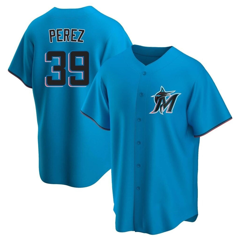 Blandc M.Marlins #39 Eury Perez Player Blue Home Game Stitched Jerseys