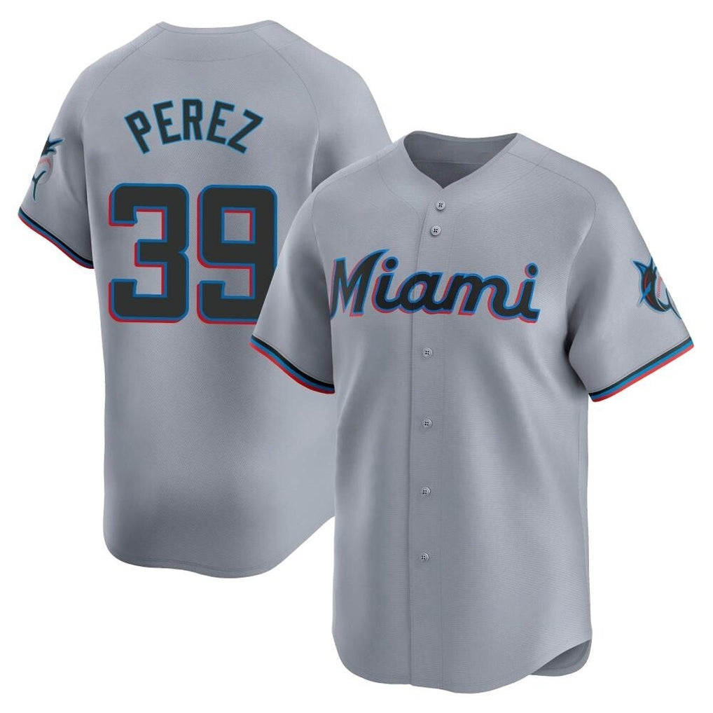 Blandc M.Marlins #39 Eury Perez Player Gray Home Limited Stitched Jerseys