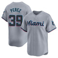 Blandc M.Marlins #39 Eury Perez Player Gray Home Limited Stitched Jerseys