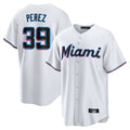 Blandc M.Marlins #39 Eury Perez Player White  Home Game Stitched Jerseys
