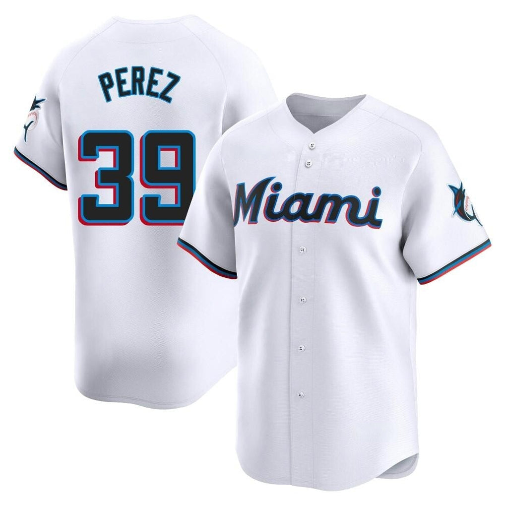 Blandc M.Marlins #39 Eury Perez Player White  Home Limited Stitched Jerseys