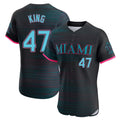 Blandc M.Marlins #47 John King Player Black City Connect Home Limited Elite Stitched Jerseys