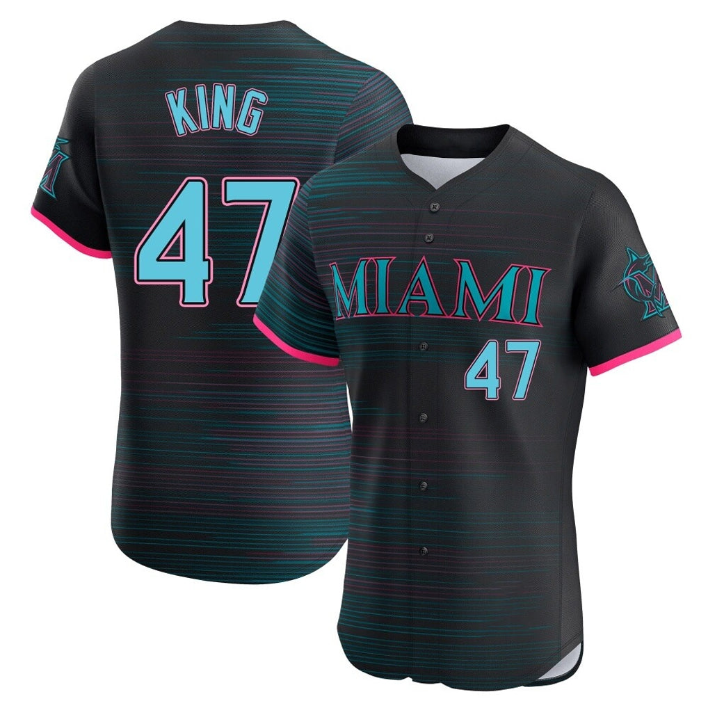 Blandc M.Marlins #47 John King Player Black City Connect Home Limited Elite Stitched Jerseys