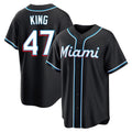 Blandc M.Marlins #47 John King Player Black Fashion Out Home Game Stitched Jerseys