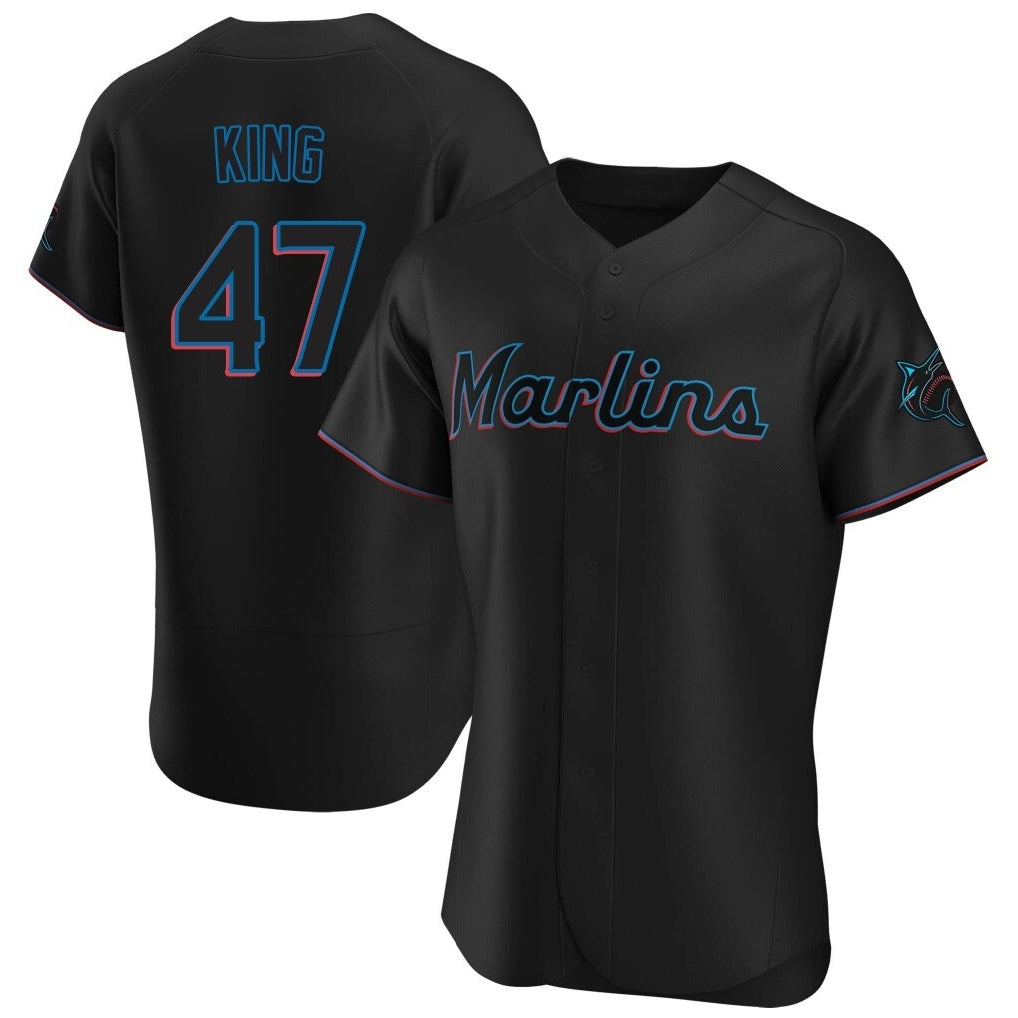 Blandc M.Marlins #47 John King Player Black Home Limited Elite Stitched Jerseys