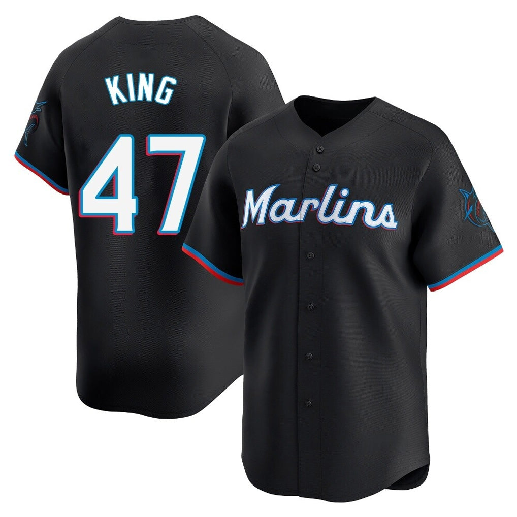 Blandc M.Marlins #47 John King Player Black Home Limited Stitched Jerseys