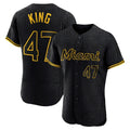 Blandc M.Marlins #47 John King Player Black Snake Skin City Home Limited Elite Stitched Jerseys