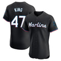 Blandc M.Marlins #47 John King Player Black Vapor Home Limited Elite Stitched Jerseys
