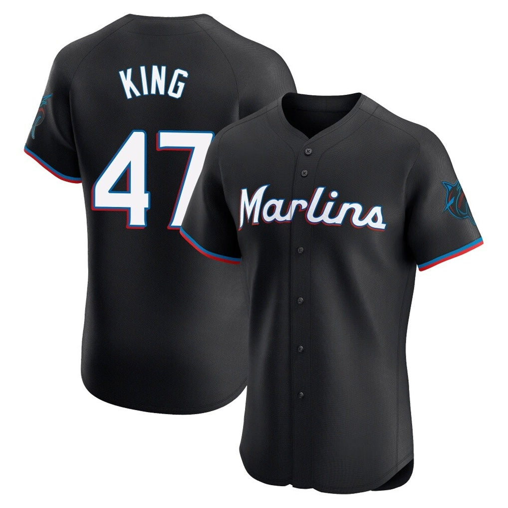 Blandc M.Marlins #47 John King Player Black Vapor Home Limited Elite Stitched Jerseys