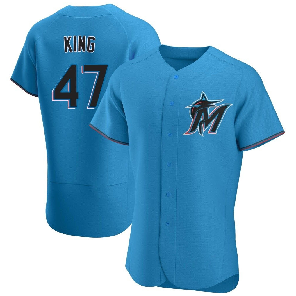 Blandc M.Marlins #47 John King Player Blue Home Limited Elite Stitched Jerseys