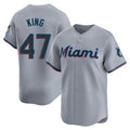 Blandc M.Marlins #47 John King Player Gray  Home Limited Stitched Jerseys