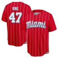 Blandc M.Marlins #47 John King Player Red City Connect Home Game Stitched Jerseys