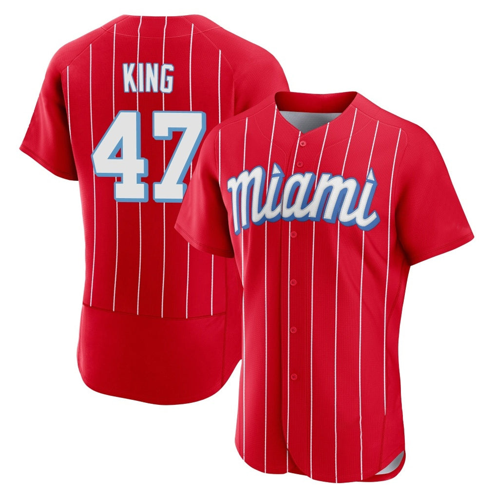 Blandc M.Marlins #47 John King Player Red City Connect Home Limited Elite Stitched Jerseys