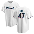 Blandc M.Marlins #47 John King Player White  Home Game Stitched Jerseys
