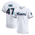 Blandc M.Marlins #47 John King Player White  Home Limited Elite Stitched Jerseys