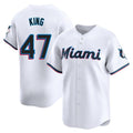 Blandc M.Marlins #47 John King Player White  Home Limited Stitched Jerseys