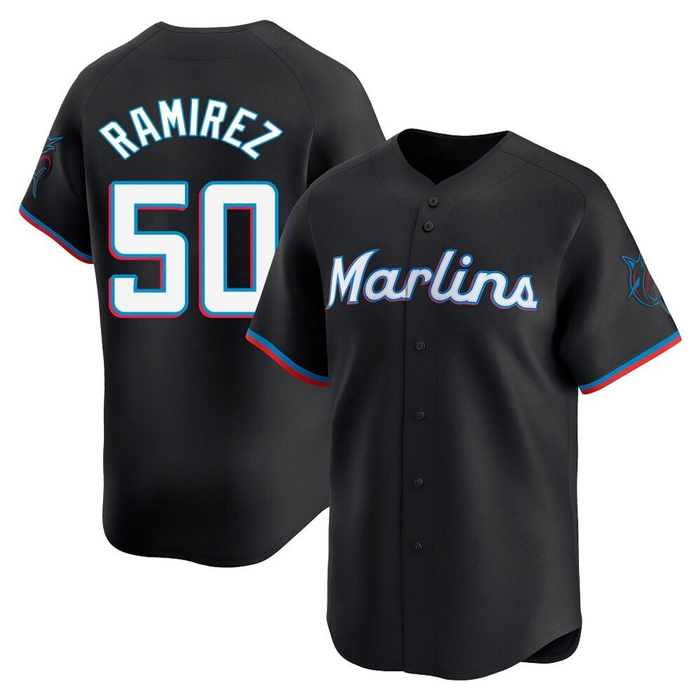 Blandc M.Marlins #50 Agustin Ramirez Player Black  Home Limited Stitched Jerseys