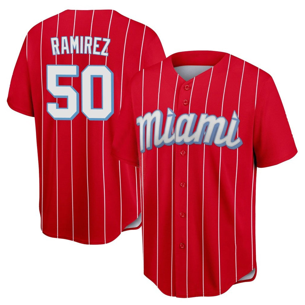 Blandc M.Marlins #50 Agustin Ramirez Player Red City Connect Home Game Stitched Jerseys