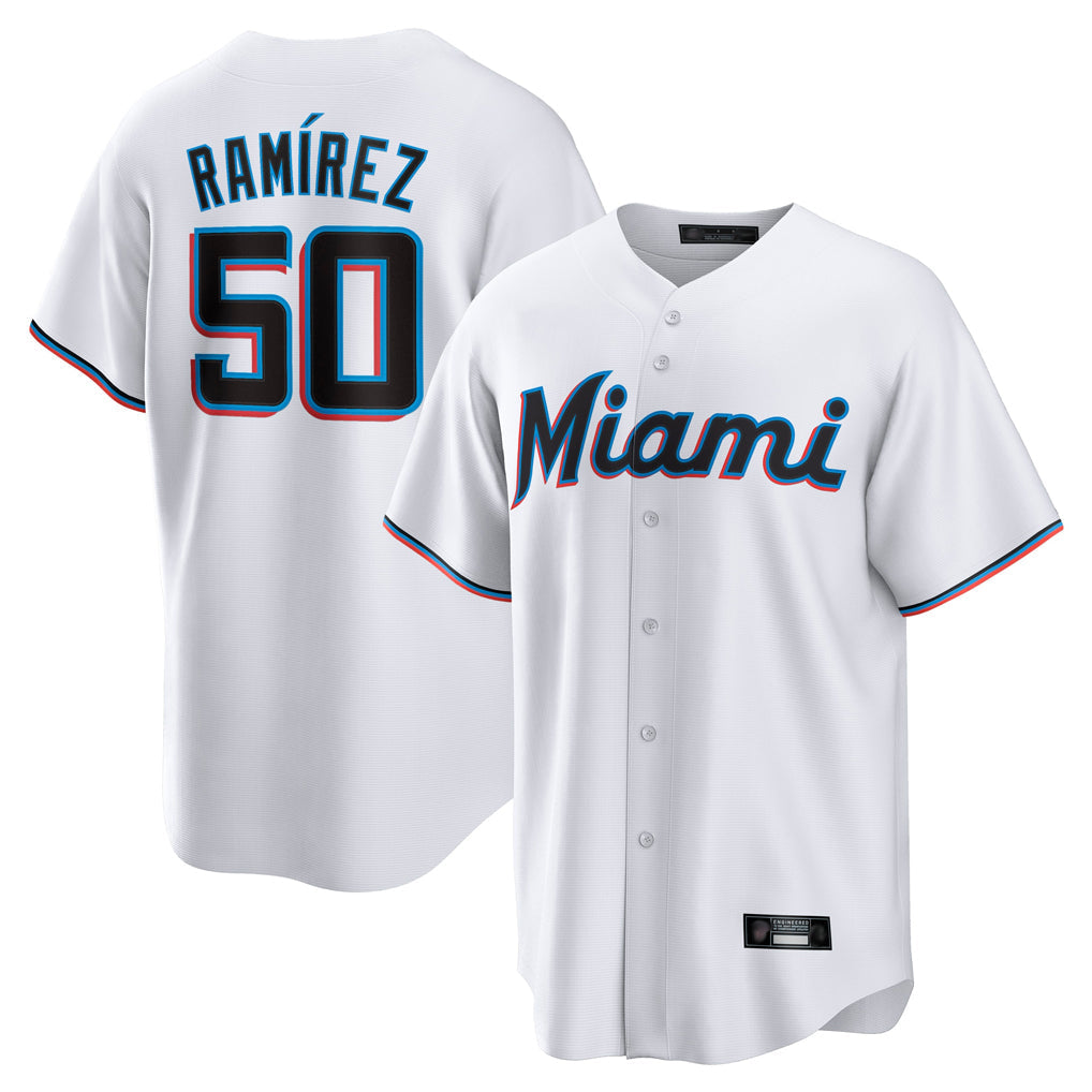Blandc M.Marlins #50 Agustin Ramirez Player White  Home Game Stitched Jerseys