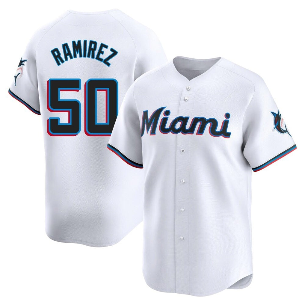 Blandc M.Marlins #50 Agustin Ramirez Player White  Home Limited Stitched Jerseys