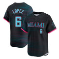 Blandc M.Marlins #6 Otto Lopez Player Black City Connect Home Limited Stitched Jerseys