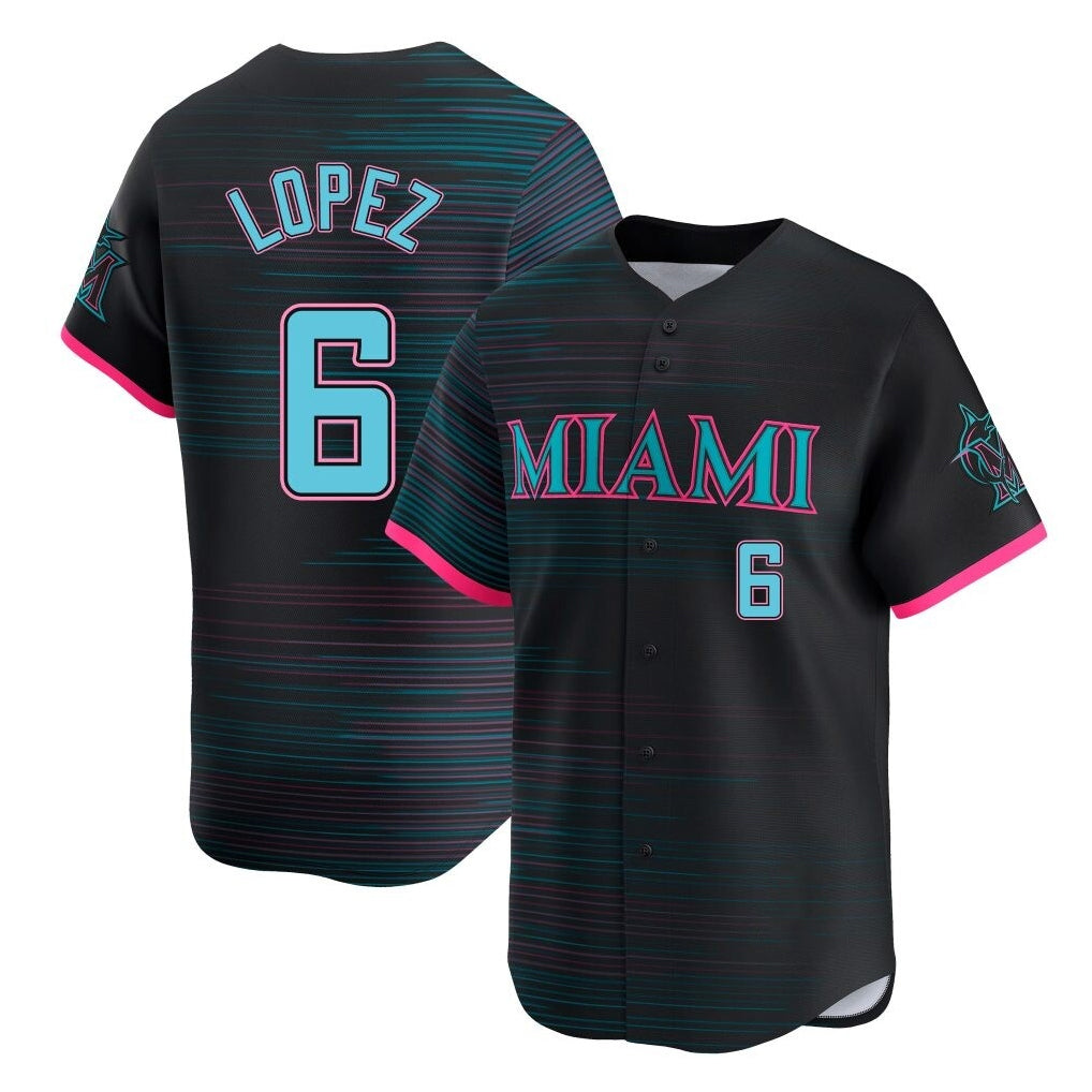 Blandc M.Marlins #6 Otto Lopez Player Black City Connect Home Limited Stitched Jerseys