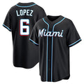Blandc M.Marlins #6 Otto Lopez Player Black Fashion Out Home Game Stitched Jerseys