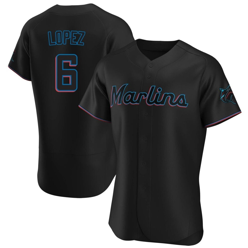 Blandc M.Marlins #6 Otto Lopez Player Black Home Limited Elite Stitched Jerseys
