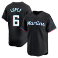 Blandc M.Marlins #6 Otto Lopez Player Black  Home Limited Stitched Jerseys