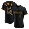 Blandc M.Marlins #6 Otto Lopez Player Black Snake Skin City Home Limited Elite Stitched Jerseys