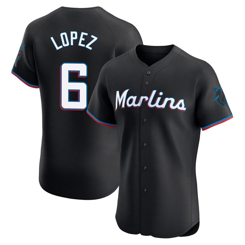 Blandc M.Marlins #6 Otto Lopez Player Black Vapor Home Limited Elite Stitched Jerseys