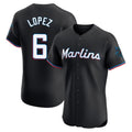 Blandc M.Marlins #6 Otto Lopez Player Black Vapor Home Limited Elite Stitched Jerseys