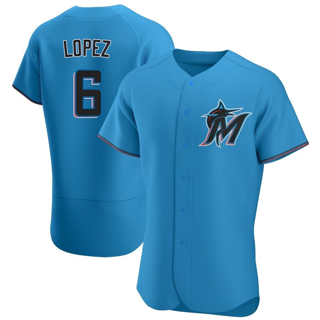 Blandc M.Marlins #6 Otto Lopez Player Blue Home Limited Elite Stitched Jerseys