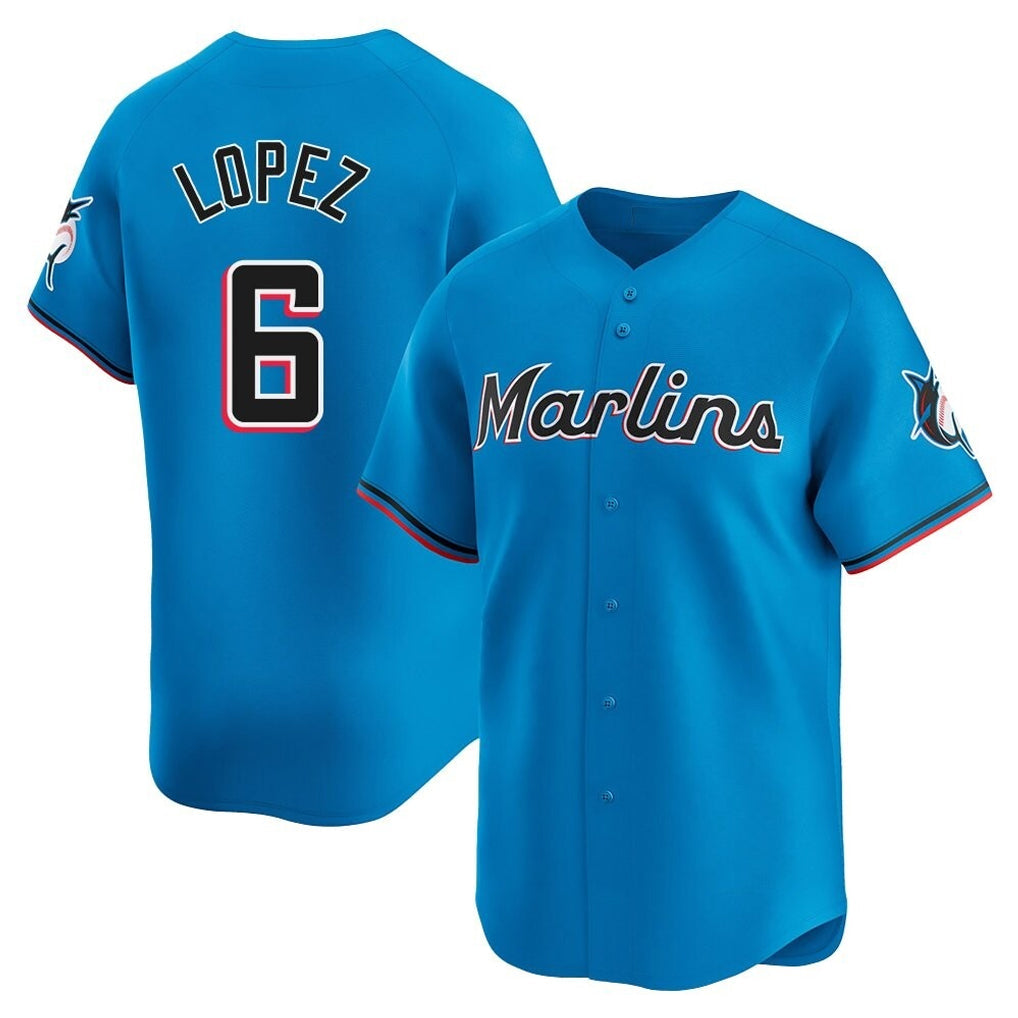 Blandc M.Marlins #6 Otto Lopez Player Blue Home Limited Stitched Jerseys