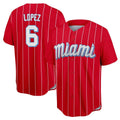 Blandc M.Marlins #6 Otto Lopez Player Red City Connect Home Game Stitched Jerseys