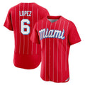 Blandc M.Marlins #6 Otto Lopez Player Red City Connect Home Limited Elite Stitched Jerseys