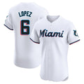 Blandc M.Marlins #6 Otto Lopez Player White  Home Limited Elite Stitched Jerseys