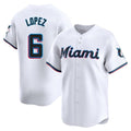 Blandc M.Marlins #6 Otto Lopez Player White  Home Limited Stitched Jerseys
