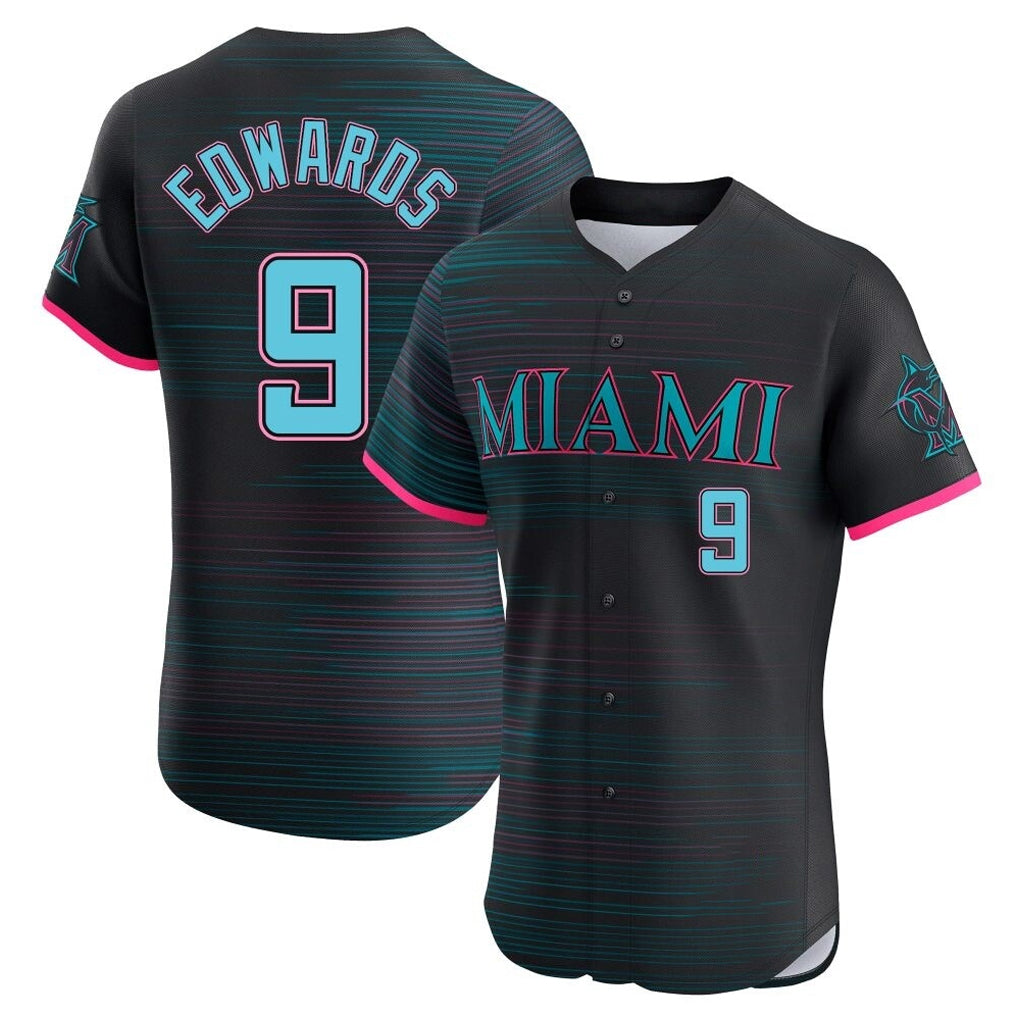 Blandc M.Marlins #9 Xavier Edwards Player Black City Connect Home Limited Elite Stitched Jerseys