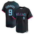 Blandc M.Marlins #9 Xavier Edwards Player Black City Connect Home Limited Stitched Jerseys