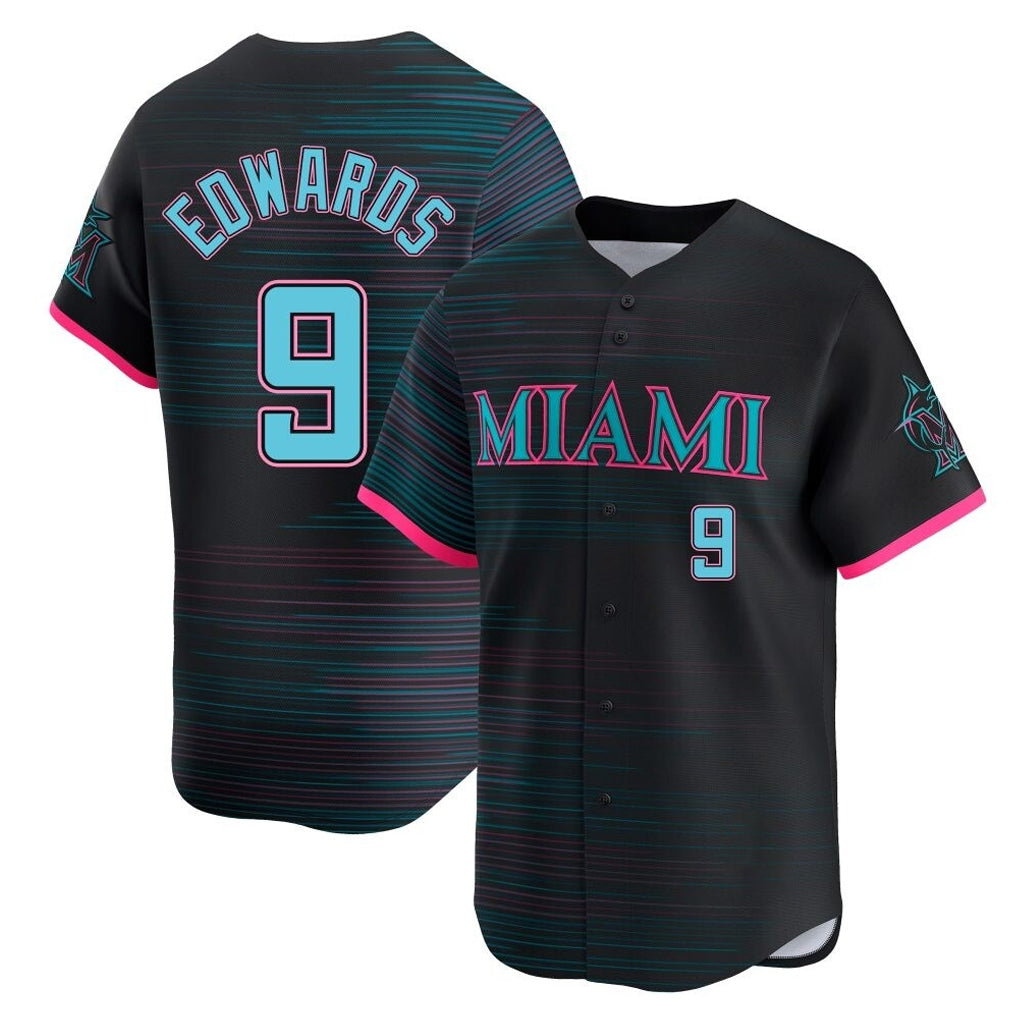 Blandc M.Marlins #9 Xavier Edwards Player Black City Connect Home Limited Stitched Jerseys