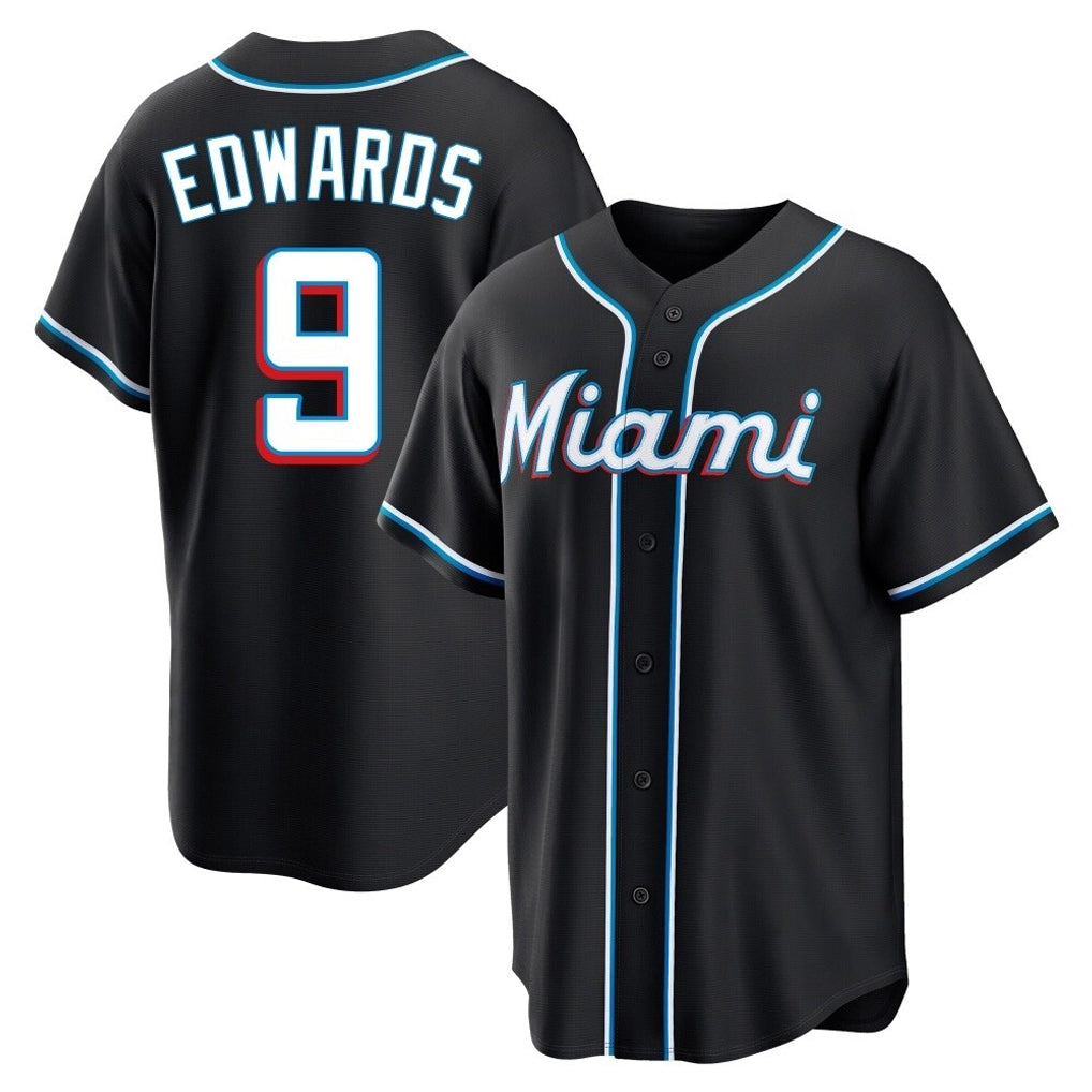 Blandc M.Marlins #9 Xavier Edwards Player Black Fashion Out Home Game Stitched Jerseys