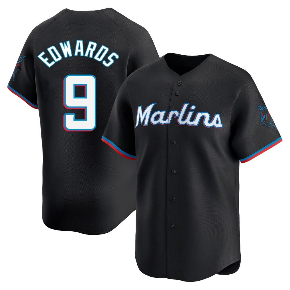 Blandc M.Marlins #9 Xavier Edwards Player Black  Home Limited Stitched Jerseys