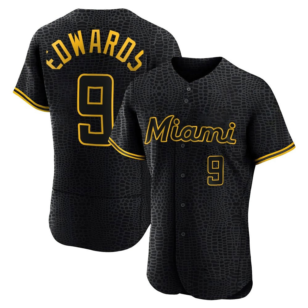 Blandc M.Marlins #9 Xavier Edwards Player Black Snake Skin City Home Limited Elite Stitched Jerseys