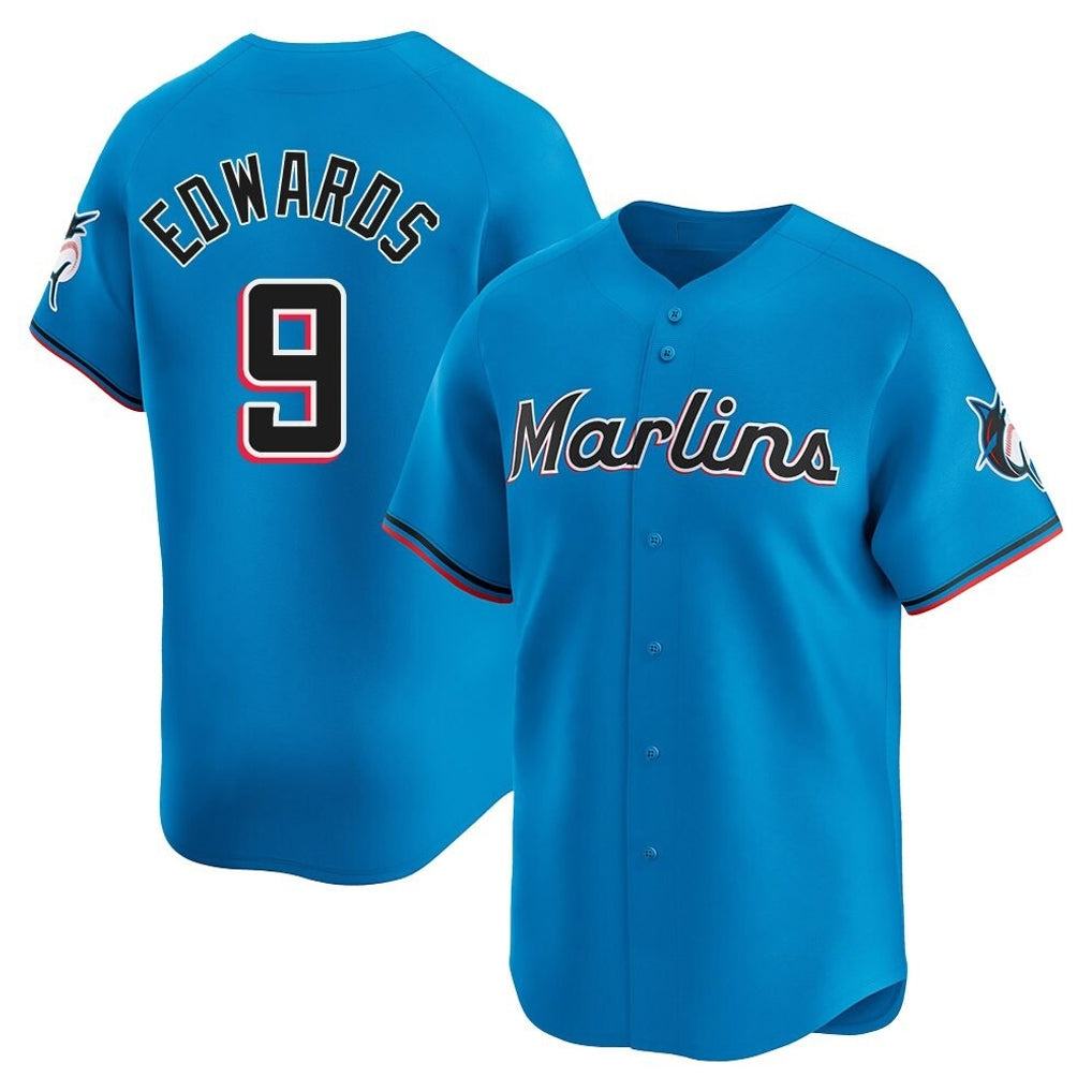 Blandc M.Marlins #9 Xavier Edwards Player Blue Home Limited Stitched Jerseys