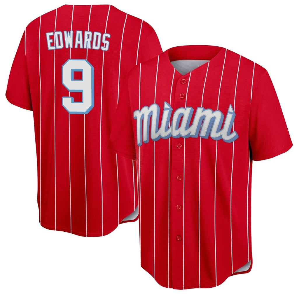 Blandc M.Marlins #9 Xavier Edwards Player Red City Connect Home Game Stitched Jerseys