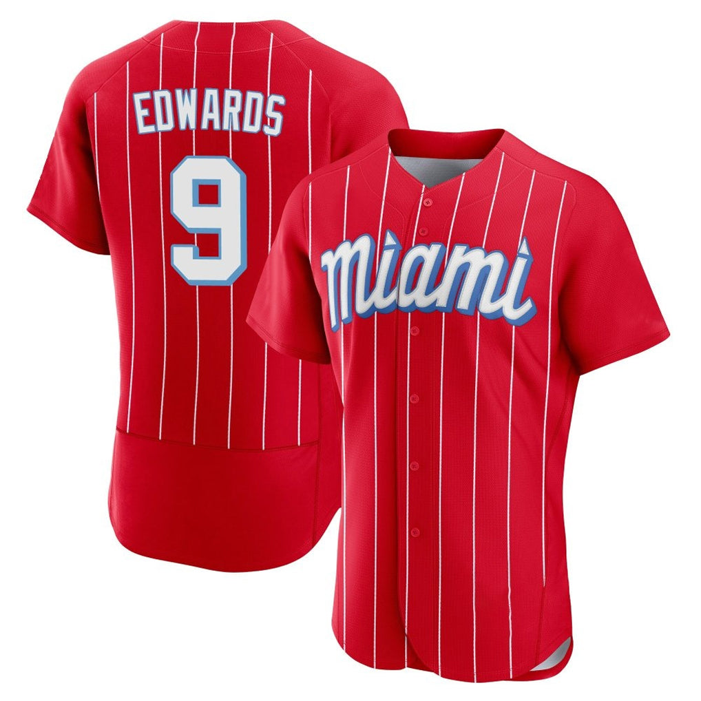 Blandc M.Marlins #9 Xavier Edwards Player Red City Connect Home Limited Elite Stitched Jerseys