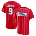 Blandc M.Marlins #9 Xavier Edwards Player Red City Connect Home Limited Elite Stitched Jerseys