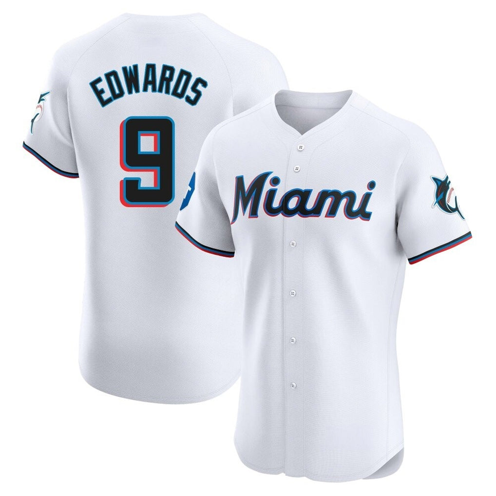 Blandc M.Marlins #9 Xavier Edwards Player White  Home Limited Elite Stitched Jerseys
